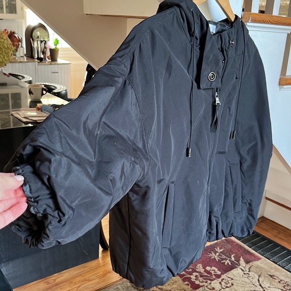 Black 3/4 length sleeve Mango spring weight puffer sz 8 - Picture 3 of 5